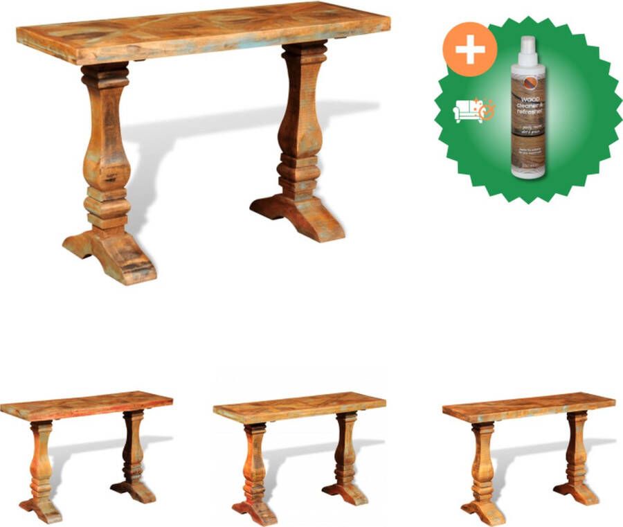 VidaXL Wandtafel Antieke stijl Massief gerecycled hout 120 x 40 x 76 cm Meerkleurig Tafel Inclusief Houtreiniger en verfrisser