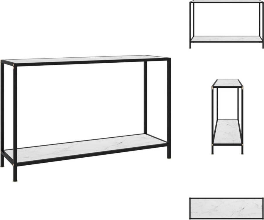 VidaXL Wandtafel Bijzettafel 120 x 35 x 75 cm Gehard glas en gepoedercoat staal Met marmeren textuur Montage vereist Tafel - Foto 2