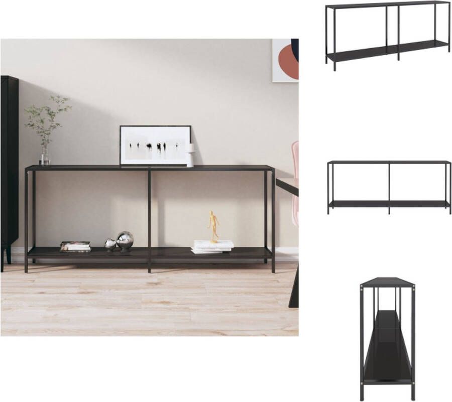 VidaXL Wandtafel Bijzettafel Afmetingen- 180 x 35 x 75.5 cm Kleur- Zwart Materiaal- Gehard glas en gepoedercoat staal Tafel