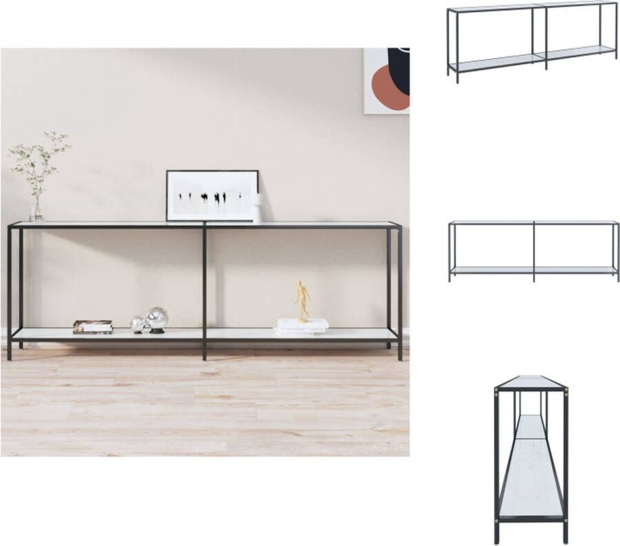 VidaXL Wandtafel Wandtafels Bijzettafel Bijzettafels Wandtafel 220x35x75 5 cm gehard glas wit