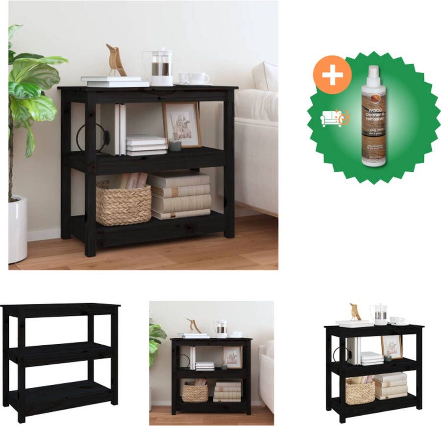 VidaXL Wandtafel 80x40x74 cm massief grenenhout zwart Tafel Inclusief Houtreiniger en verfrisser