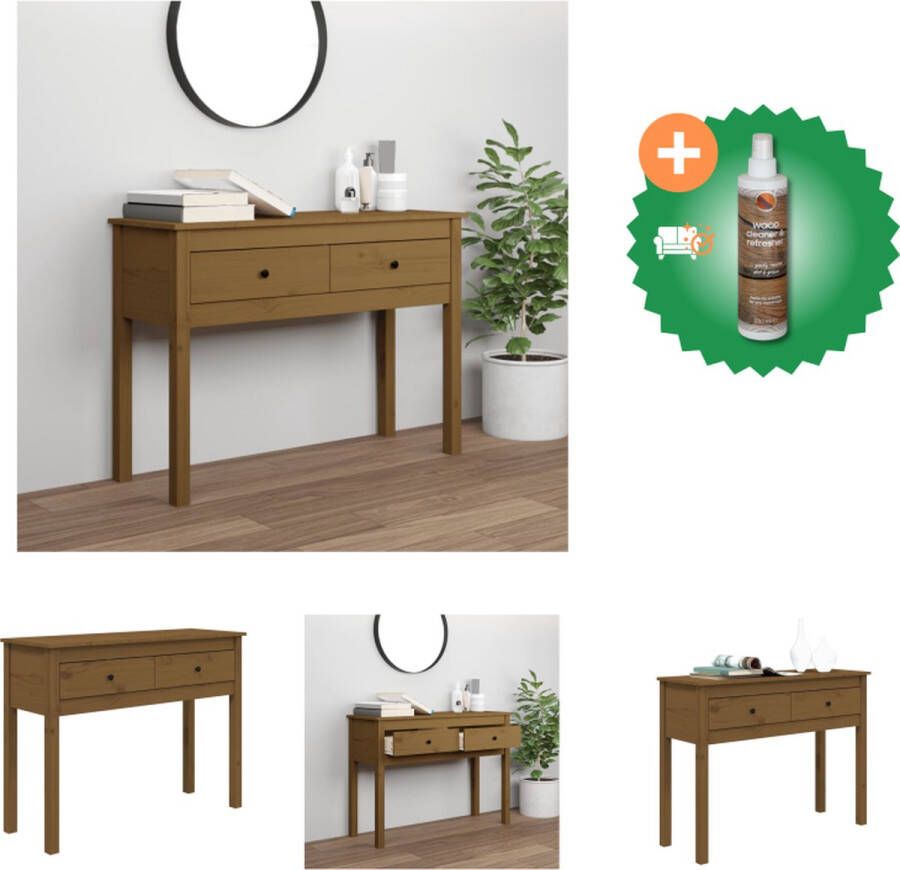 VidaXL Wandtafel Classic Massief grenenhout 100 x 35 x 75 cm Honingbruin Tafel Inclusief Houtreiniger en verfrisser
