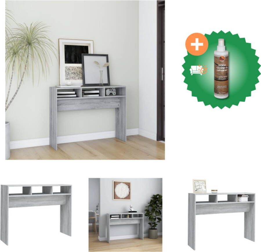 VidaXL Wandtafel 105x30x80 cm bewerkt hout grijs sonoma eikenkleurig Tafel Inclusief Houtreiniger en verfrisser