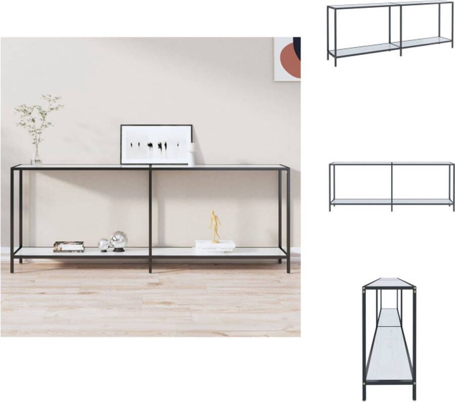 VidaXL Wandtafel Wandtafels Bijzettafel Bijzettafels Wandtafel 200x35x75 5 cm gehard glas wit