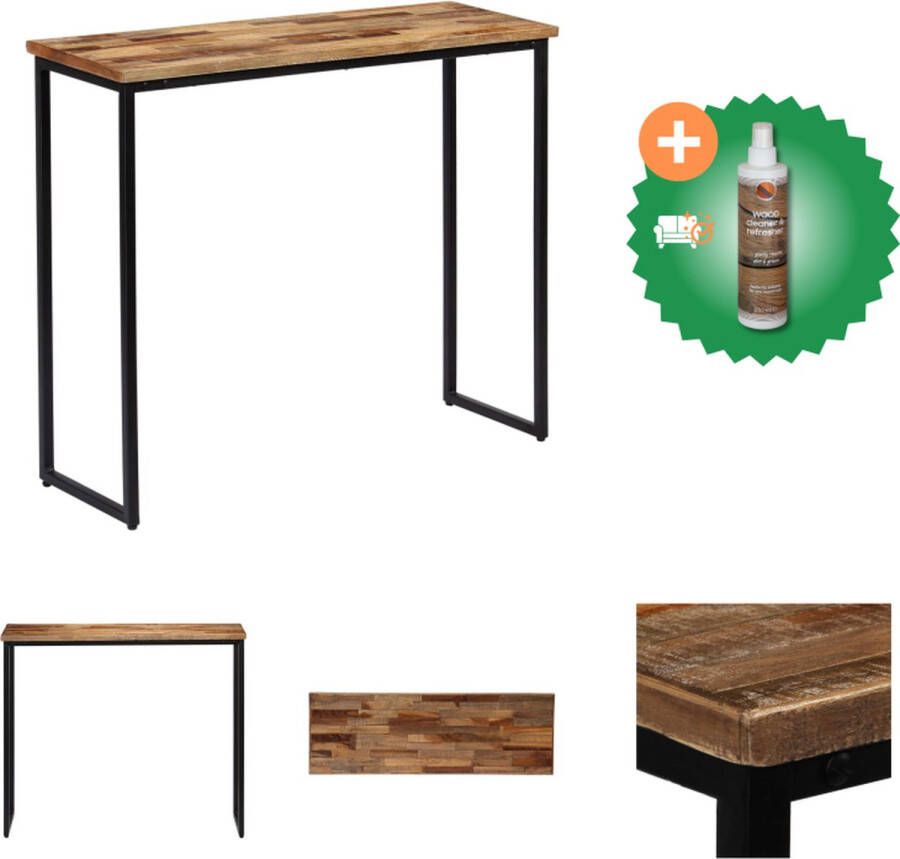 VidaXL Wandtafel 90x30x76 cm massief gerecycled teakhout Tafel Inclusief Houtreiniger en verfrisser