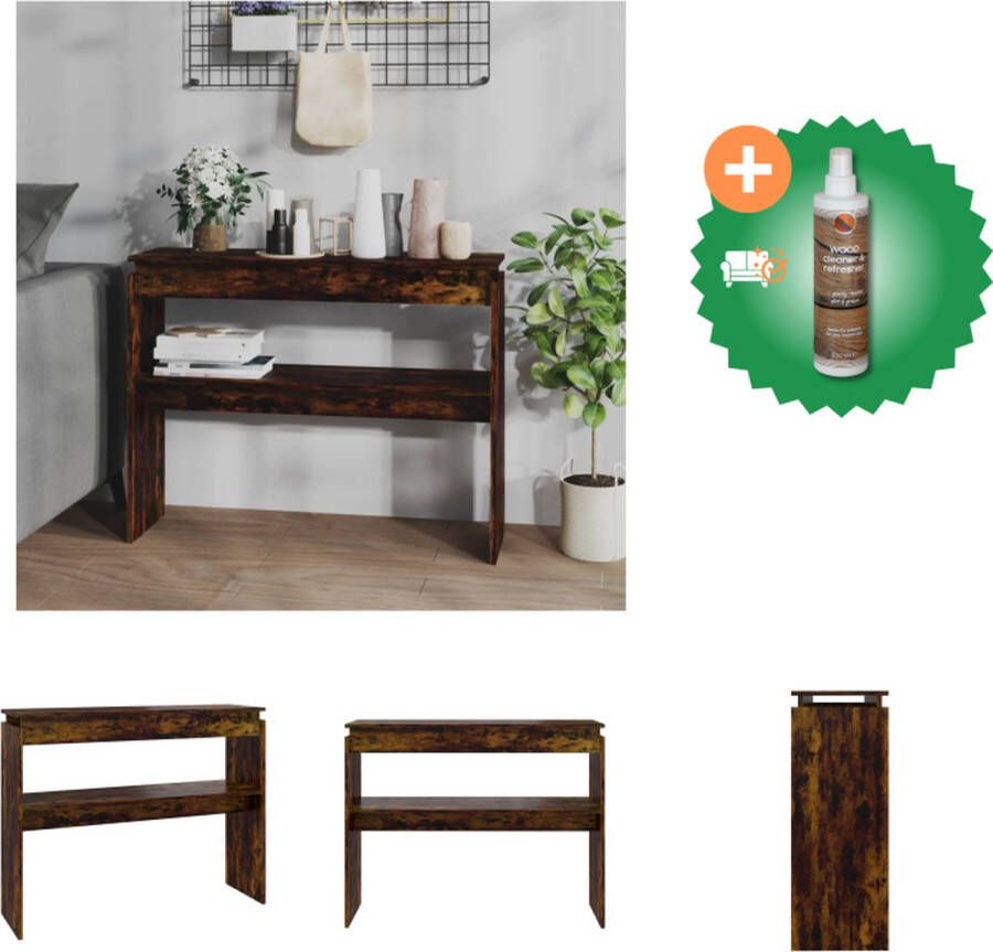 VidaXL Wandtafel Gerookt Eiken 102x30x80 cm Praktisch Stevig en Opvallend Design Tafel Inclusief Houtreiniger en verfrisser