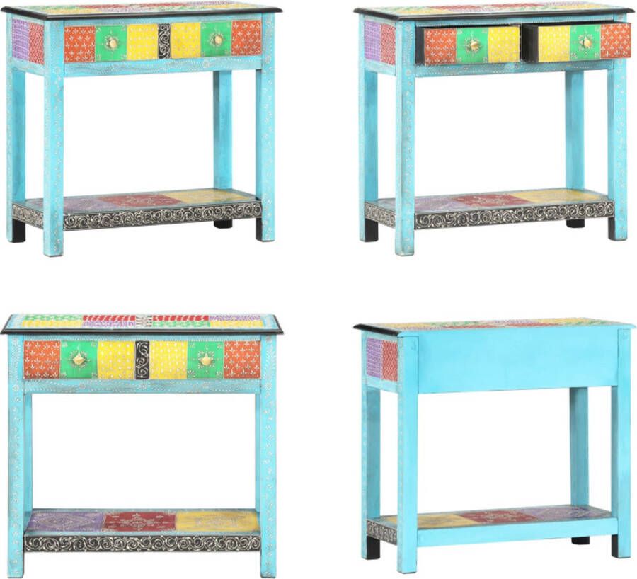 VidaXL Wandtafel handgeschilderd 80x35x75 cm massief mangohout Console Tafel Console Tafels Tafel Tafels - Foto 2