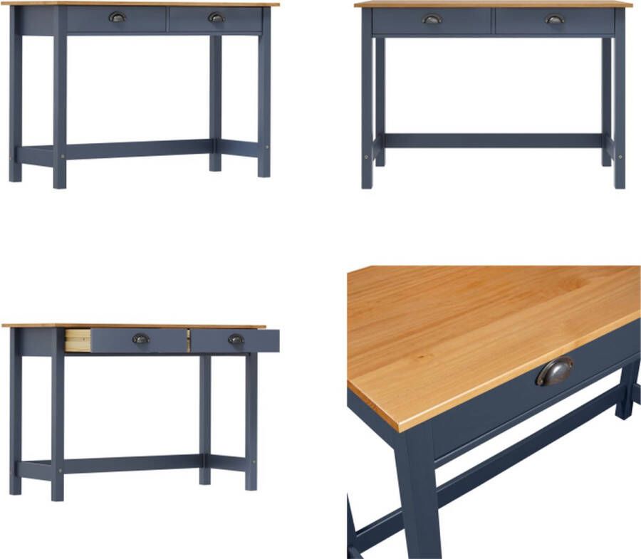 VidaXL Wandtafel Hill 2 lades 110x45x74 cm massief grenenhout grijs Console Tafel Console Tafels Consoletafel Consoletafels
