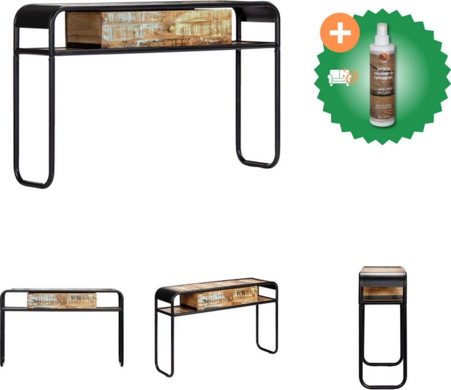 VidaXL Wandtafel Hout Gerecycled 118x30x75cm 1 lade 2 vakken Vintage Tafel Inclusief Houtreiniger en verfrisser