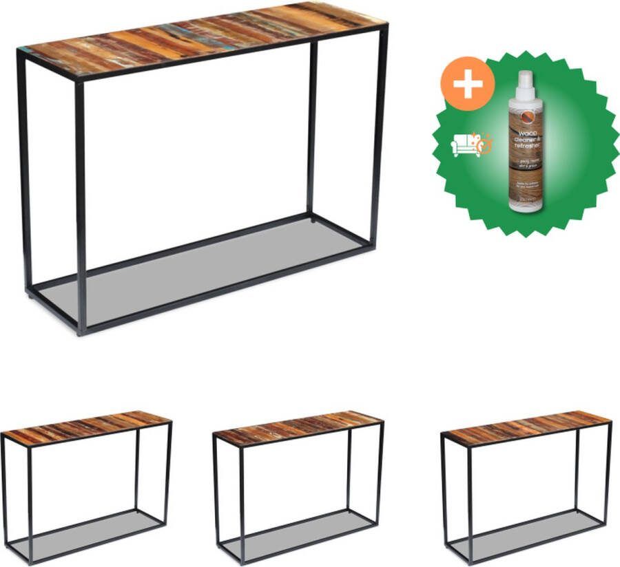 VidaXL Consoletafel Massief Gerecycled Hout 110 x 35 x 76 cm Rustieke Charme Tafel Inclusief Houtreiniger en verfrisser