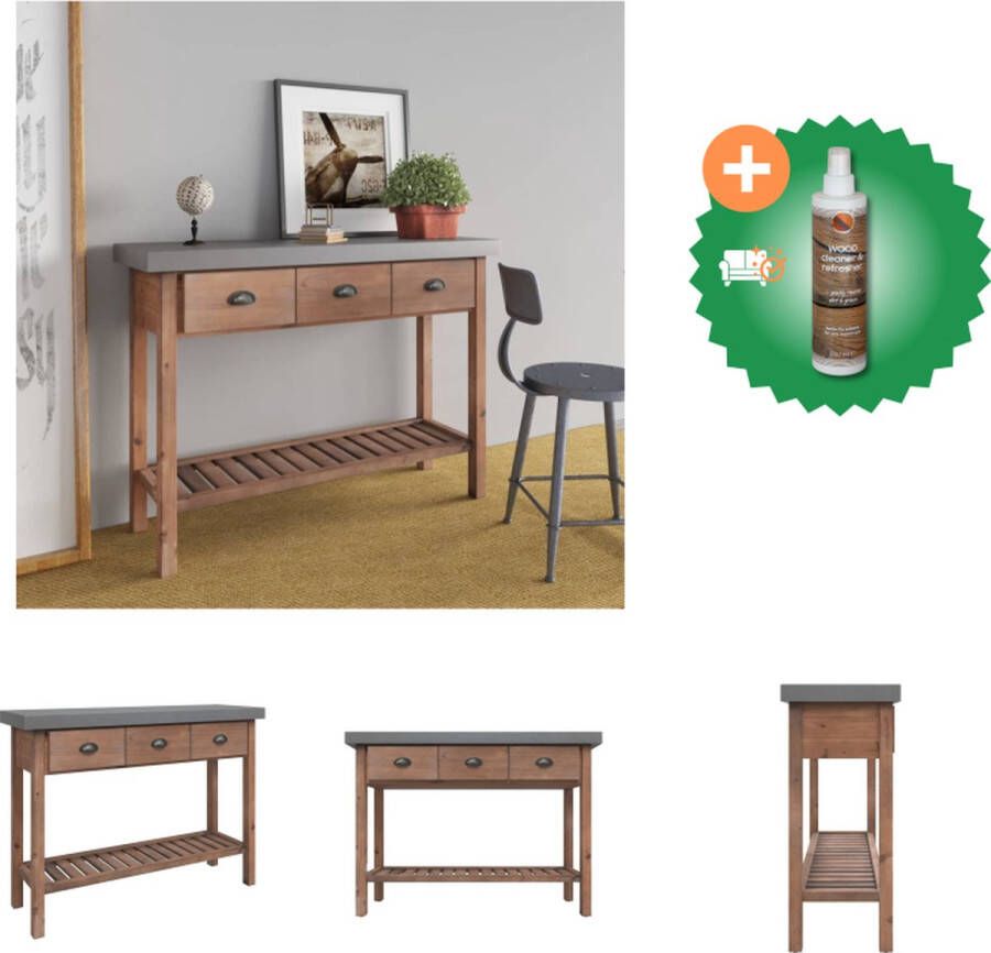 VidaXL Wandtafel Hout IJzer 110 x 35 x 80 cm 3 laden Schap Tafel Inclusief Houtreiniger en verfrisser