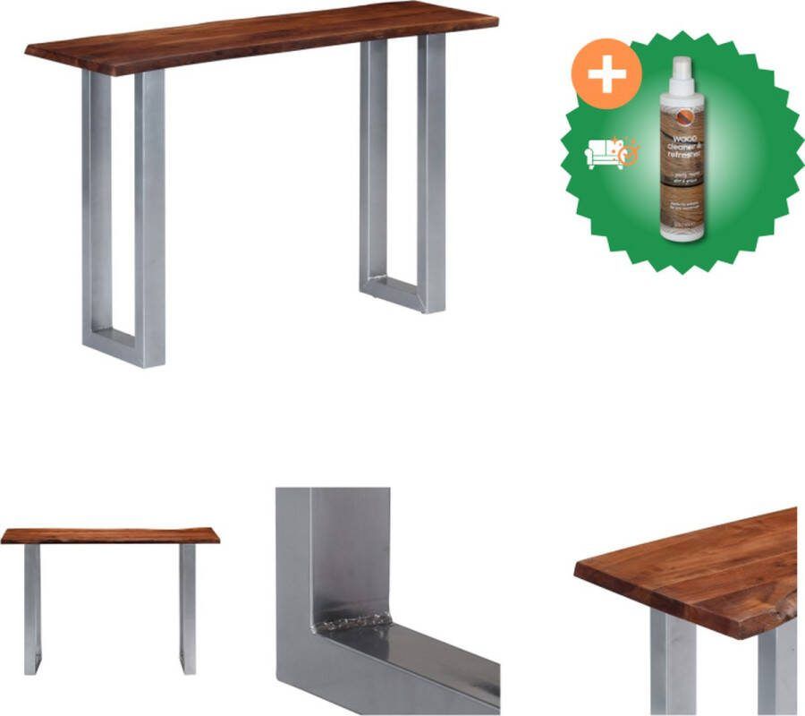 VidaXL Wandtafel Industriële Stijl 115x35x76 cm Massief Acaciahout met Sheesham Afwerking Gepoedercoat IJzer Tafel Inclusief Houtreiniger en verfrisser