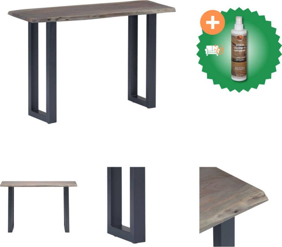 VidaXL Wandtafel Industriële Stijl Massief Acaciahout 115x35x76cm Grijs Tafel Inclusief Houtreiniger en verfrisser