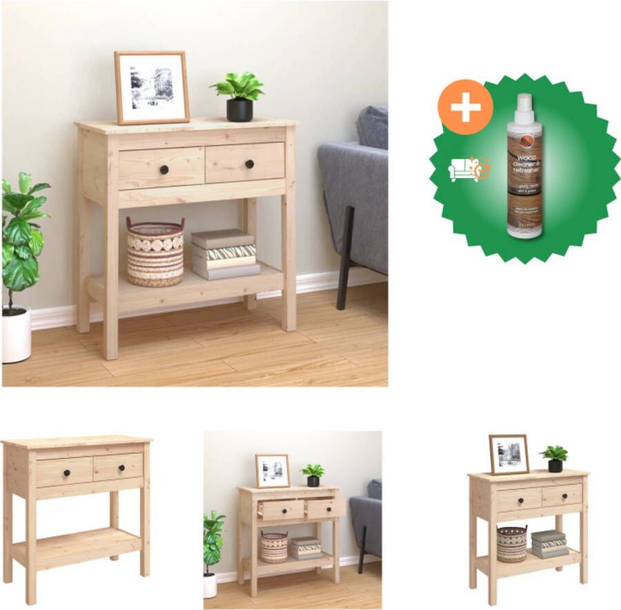 VidaXL Wandtafel Klassiek Houten Massief Grenenhout 75x35x75 cm Stabiel Frame Tafel Inclusief Houtreiniger en verfrisser