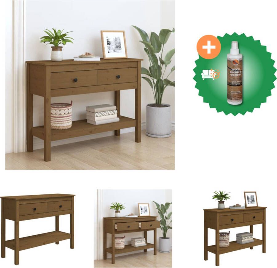 VidaXL Wandtafel Klassiek Massief Grenen 100 x 35 x 75 cm Honingbruin Tafel Inclusief Houtreiniger en verfrisser