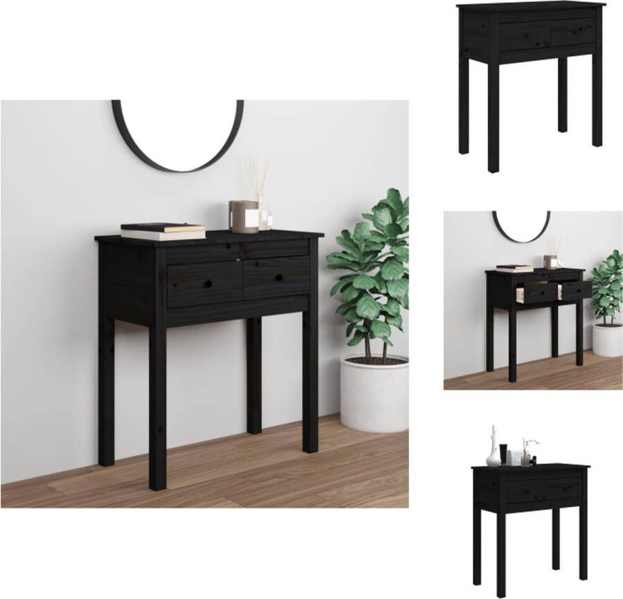 VidaXL Wandtafel Klassiek Massief Grenenhout 70x35x75cm Zwart Tafel