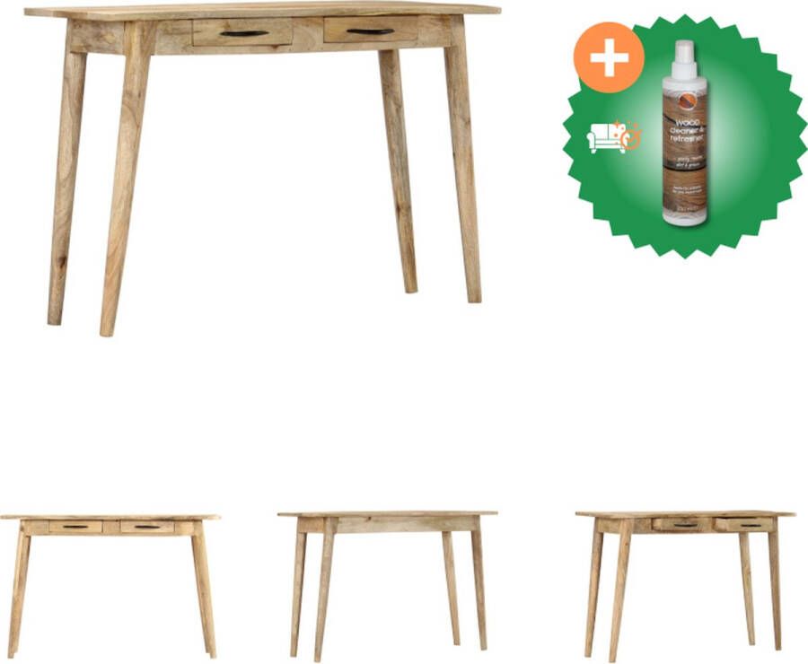 VidaXL Wandtafel Klassiek Massief Mangohout 115x40x75cm Met 2 Lades Tafel Inclusief Houtreiniger en verfrisser