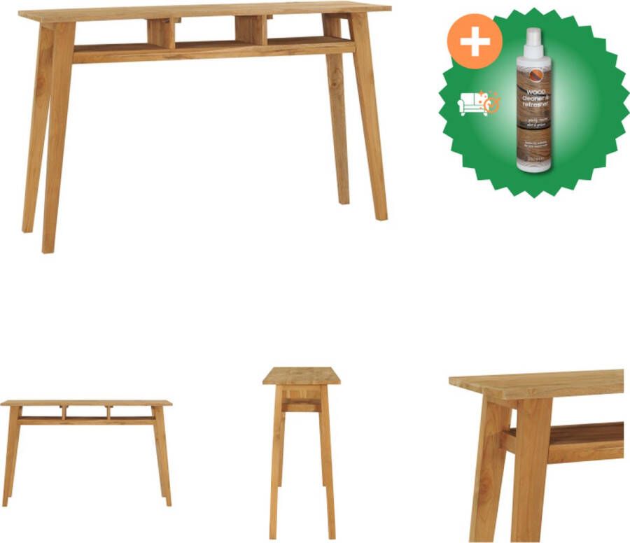 VidaXL Wandtafel Koloniale Stijl 120x35x75cm Massief Teakhout Tafel Inclusief Houtreiniger en verfrisser