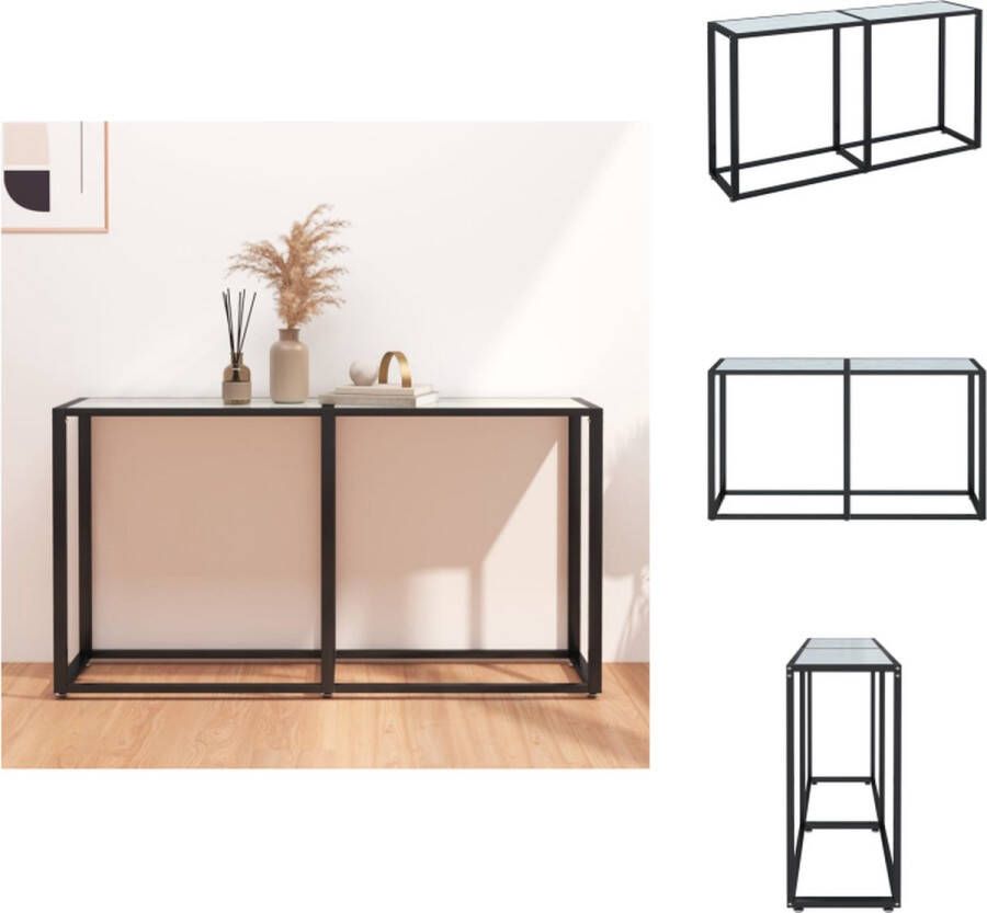 VidaXL Wandtafel Wandtafels Tafel Bijzettafel Wandtafel 140x35x75 5 cm gehard glas witmarmerkleurig
