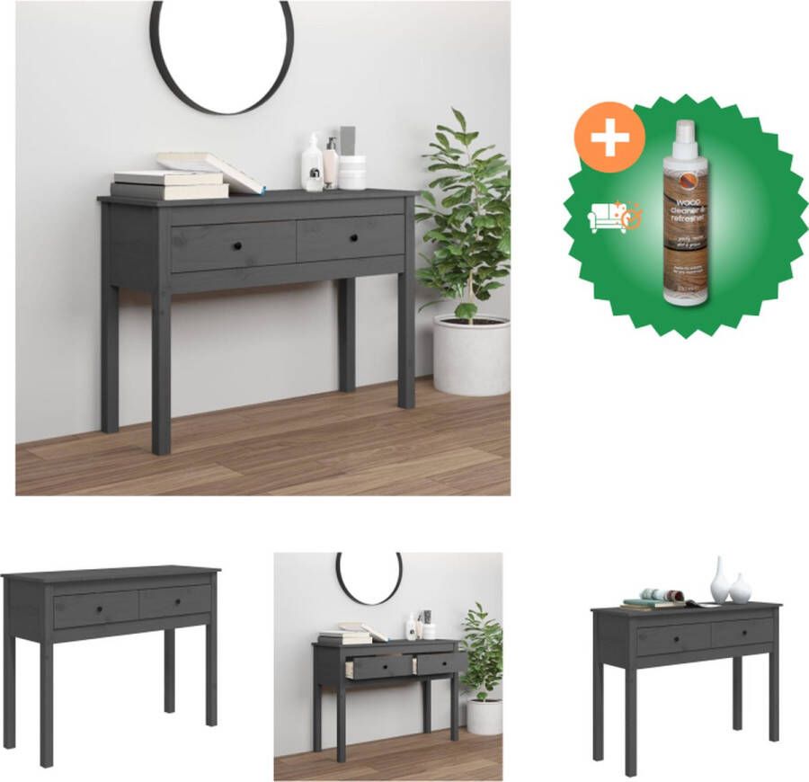 VidaXL Wandtafel Massief Grenenhout 100 x 35 x 75 cm Grijs Tafel Inclusief Houtreiniger en verfrisser