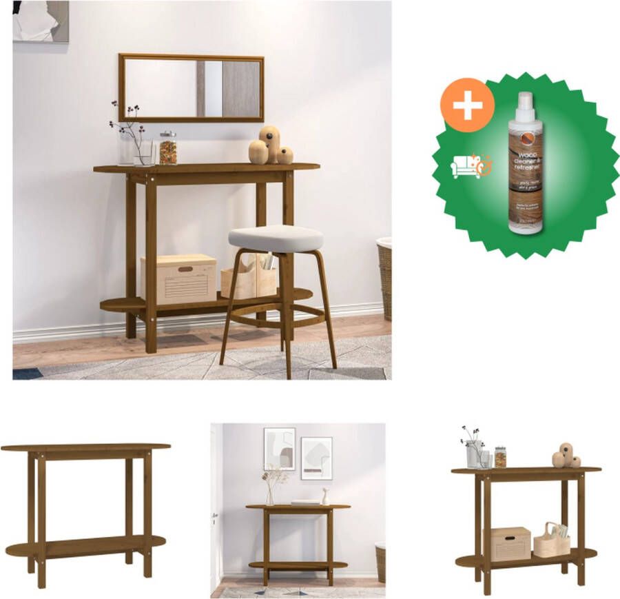 VidaXL Wandtafel Massief Grenenhout 110 x 40 x 80 cm Extra opbergruimte Tafel Inclusief Houtreiniger en verfrisser