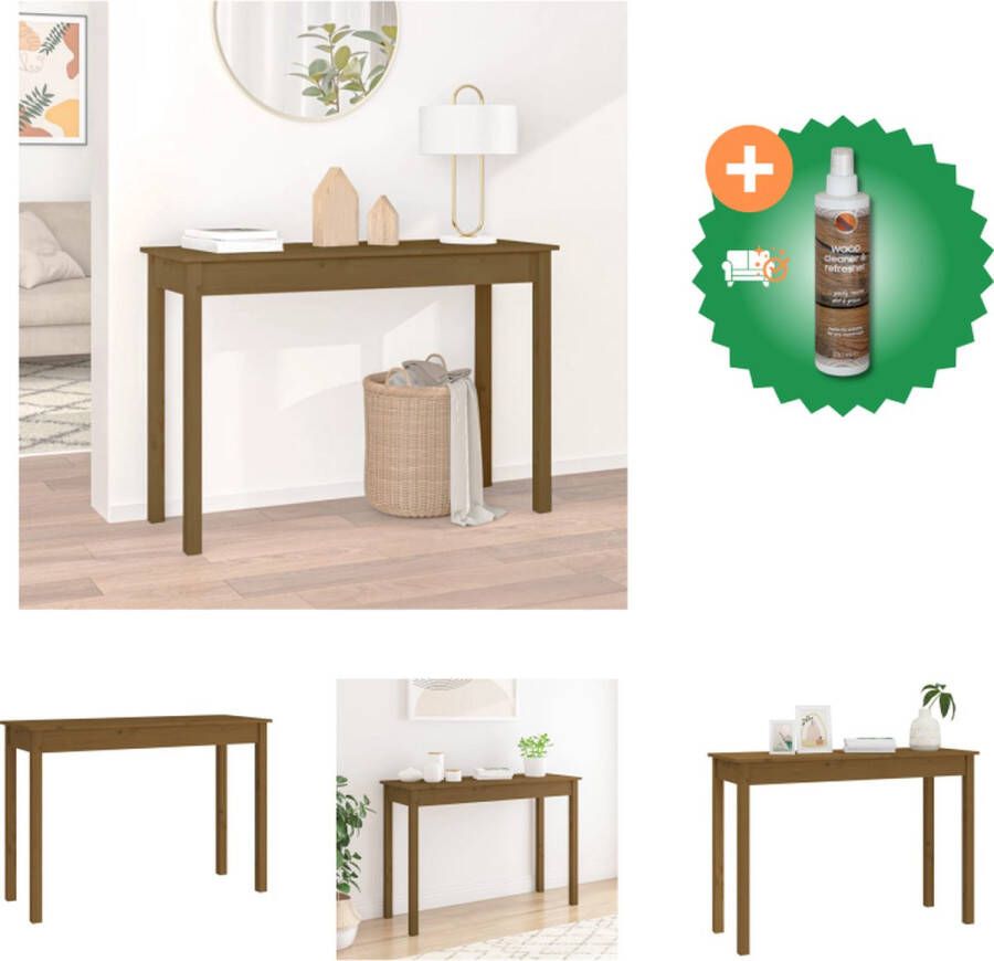 VidaXL Wandtafel Massief Grenenhout 110x40x75 cm Honingbruin Tafel Inclusief Houtreiniger en verfrisser