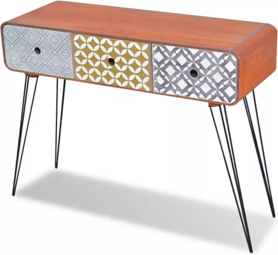 VidaXL Wandtafel met 3 lades bruin - Foto 2