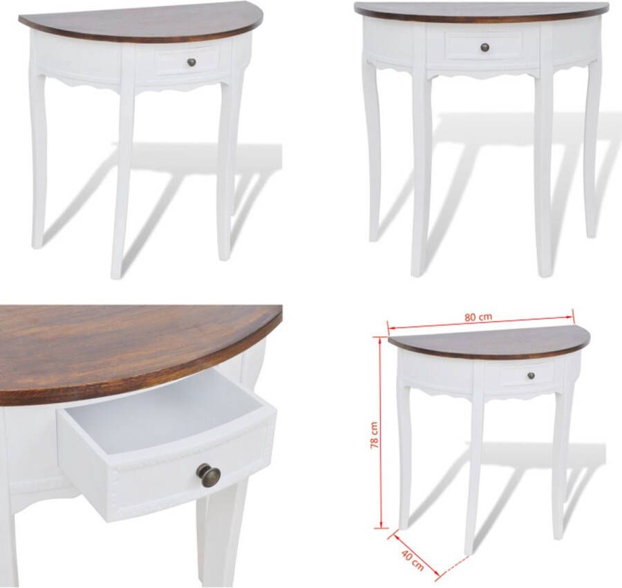 VidaXL Wandtafel met lade halfrond bruin Consoletafel Consoletafels Console Tafel Console Tafels