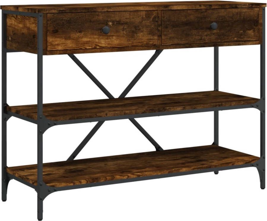 VidaXL -Wandtafel-met-lades-en-schappen-bewerkt-hout-gerookt-eikenkleur - Foto 3