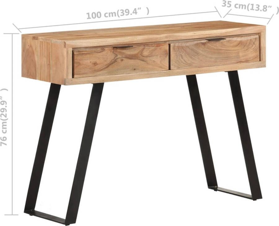 VidaXL -Wandtafel-met-natuurlijke-rand-100x35x76-cm-massief-acaciahout - Foto 3