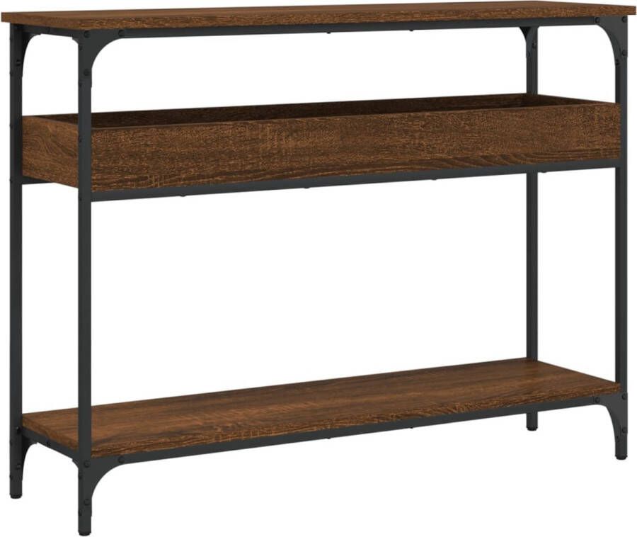 VidaXL Wandtafel met schap 100x29x75 cm bewerkt hout bruin eikenkleur