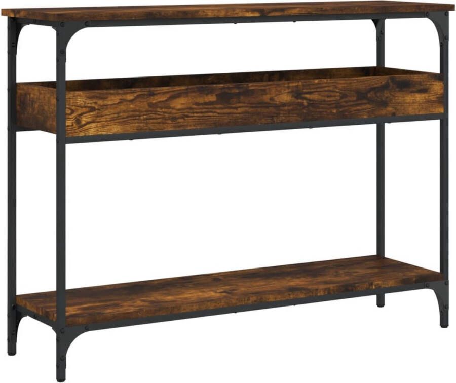 VidaXL -Wandtafel-met-schap-100x29x75-cm-bewerkt-hout-gerookt-eiken - Foto 3