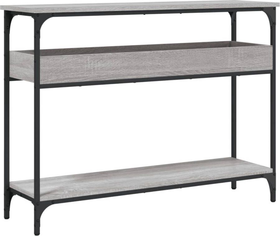 VidaXL -Wandtafel-met-schap-100x29x75-cm-bewerkt-hout-grijs-sonoma - Foto 3