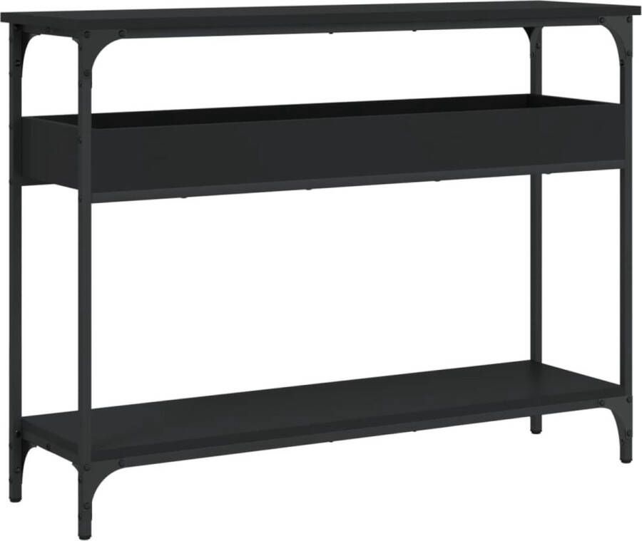 VidaXL -Wandtafel-met-schap-100x29x75-cm-bewerkt-hout-zwart - Foto 3