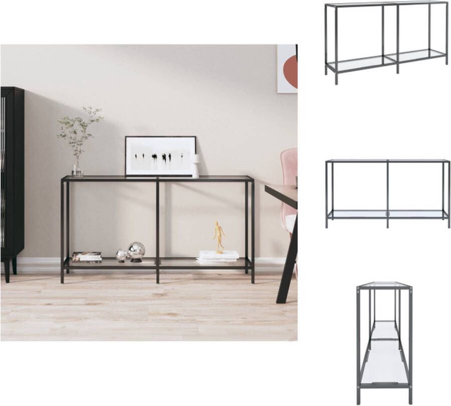 VidaXL Wandtafel Modern 140x35x75.5cm Transparant Gehard Glas en Gepoedercoat Staal Montage vereist Tafel - Foto 2