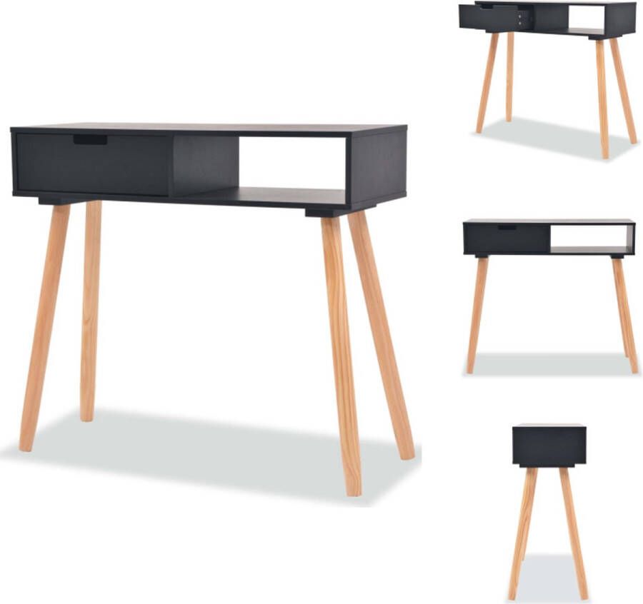 VidaXL -Wandtafel-80x30x72-cm-massief-grenenhout-zwart