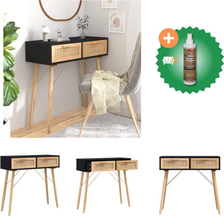 VidaXL Wandtafel 80x30x75 cm massief grenenhout en natuurlijk rattan Tafel Inclusief Houtreiniger en verfrisser