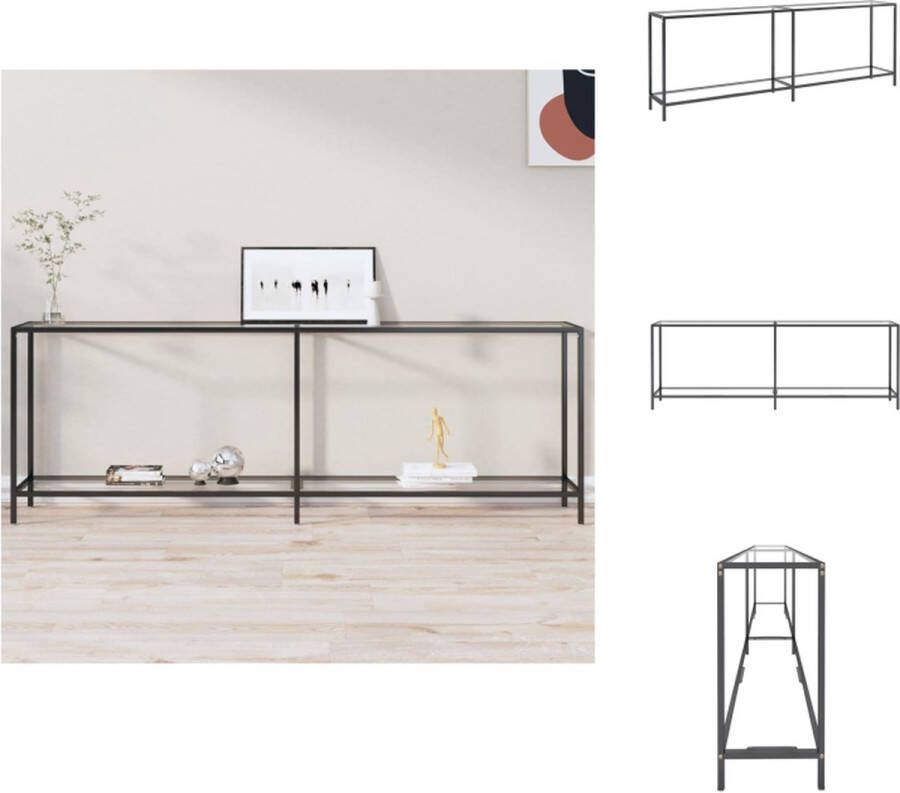 VidaXL Wandtafel transparant gehard glas en gepoedercoat staal 220 x 35 x 75.5 cm inclusief wandbevestiging Tafel - Foto 2