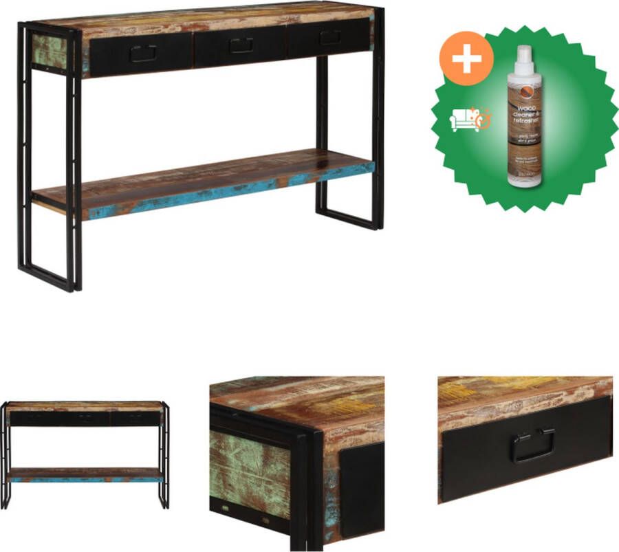 VidaXL Wandtafel Vintage 120 x 30 x 76 cm Gerecycled hout 3 lades 1 schap Tafel Inclusief Houtreiniger en verfrisser