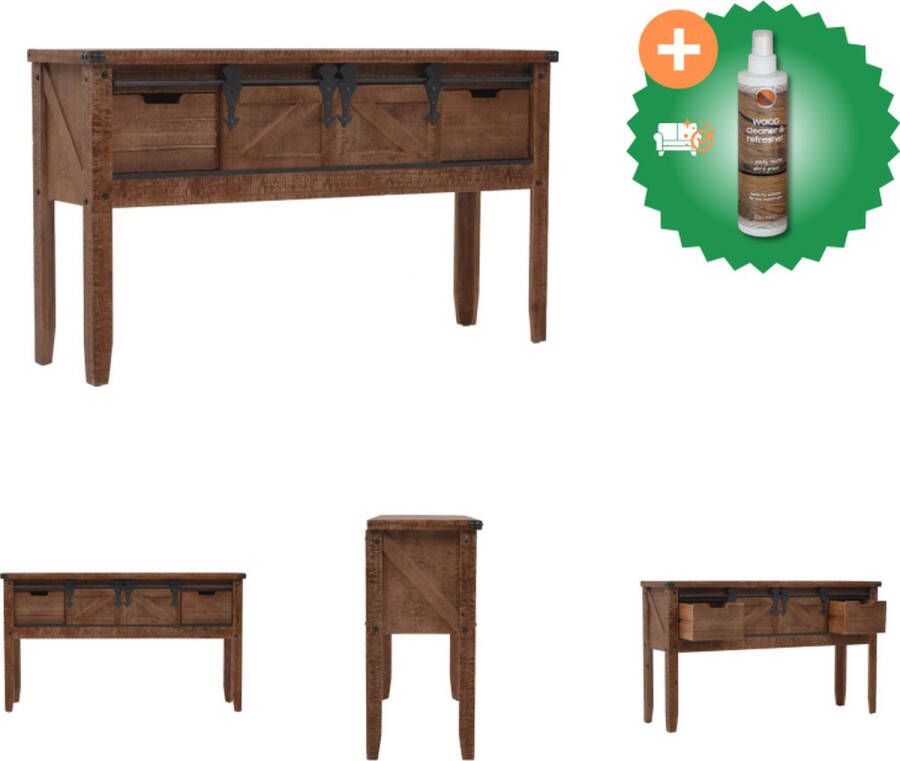 VidaXL Wandtafel Vintage 131 x 35.5 x 75 cm Bruin Massive Vurenhout Tafel Inclusief Houtreiniger en verfrisser
