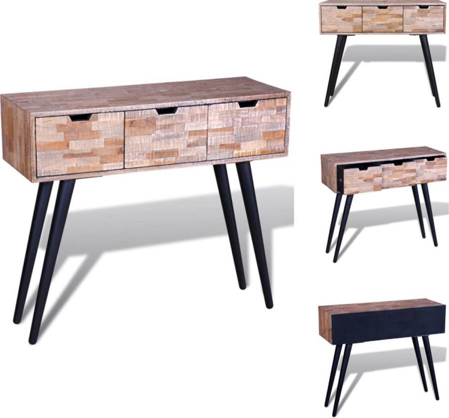 VidaXL -Wandtafel-met-3-lades-gerecycled-teakhout