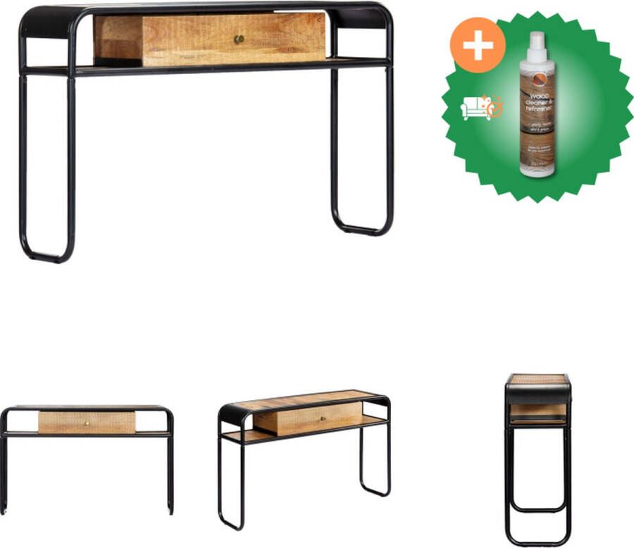 VidaXL Wandtafel Vintage Hout 118 x 30 x 75 cm Massief Mangohout Tafel Inclusief Houtreiniger en verfrisser