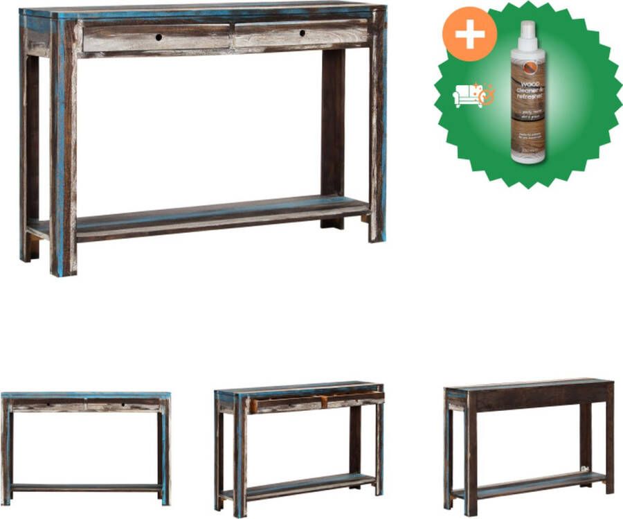VidaXL Wandtafel Vintage Massief Acaciahout 118 x 30 x 80 cm Met lades en schap Tafel Inclusief Houtreiniger en verfrisser