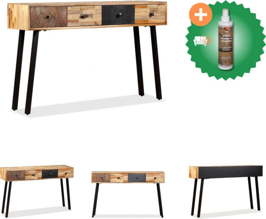 VidaXL Wandtafel Vintage Stijl 120 x 30 x 76 cm 4 lades Gerecycled teakhout Tafel Inclusief Houtreiniger en verfrisser