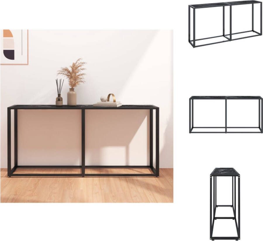 VidaXL Wandtafel Wandtafels Tafel Bijzettafel Wandtafel 160x35x75 5 cm gehard glas zwartmarmerkleurig