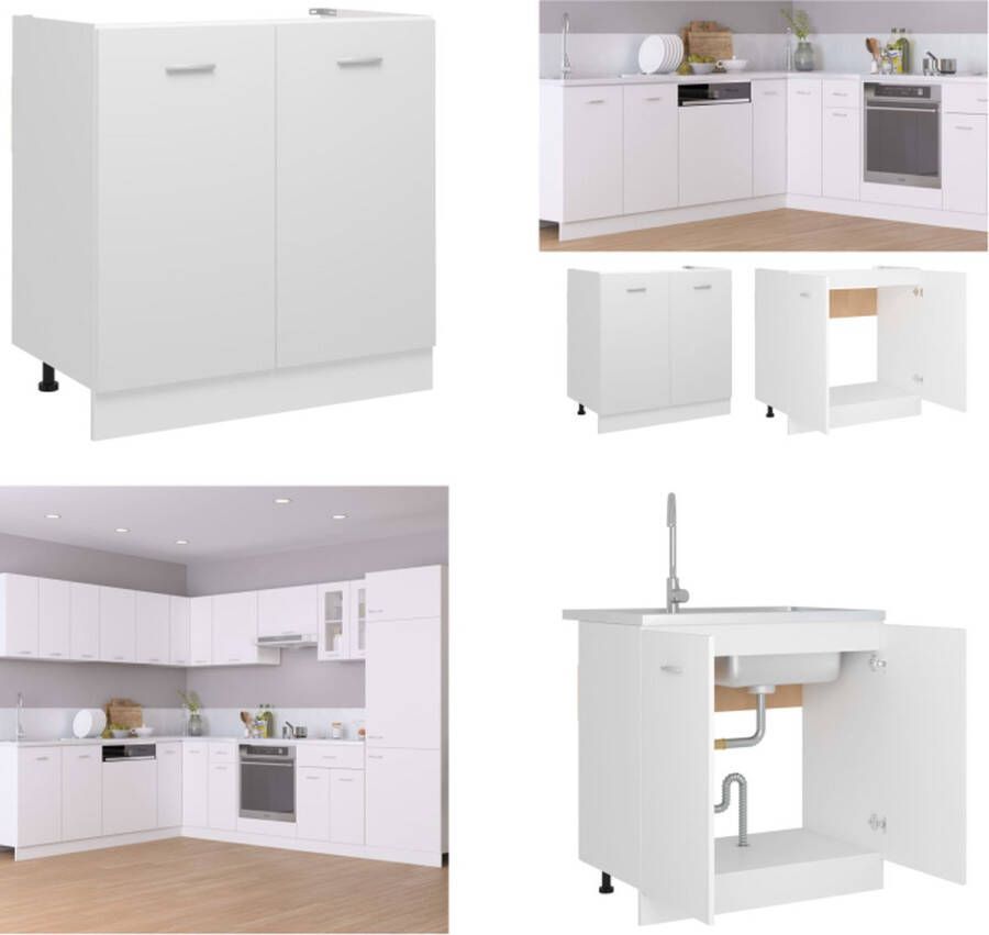 VidaXL Wastafelonderkast Lyon 80x46x81 5 cm bewerkt hout wit Wastafelkast Wastafelkasten Wastafelonderkast Wastafelonderkasten