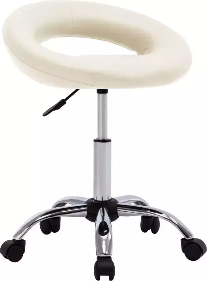 VIDAXL Werkstoel rollend kunstleer crèmekleurig