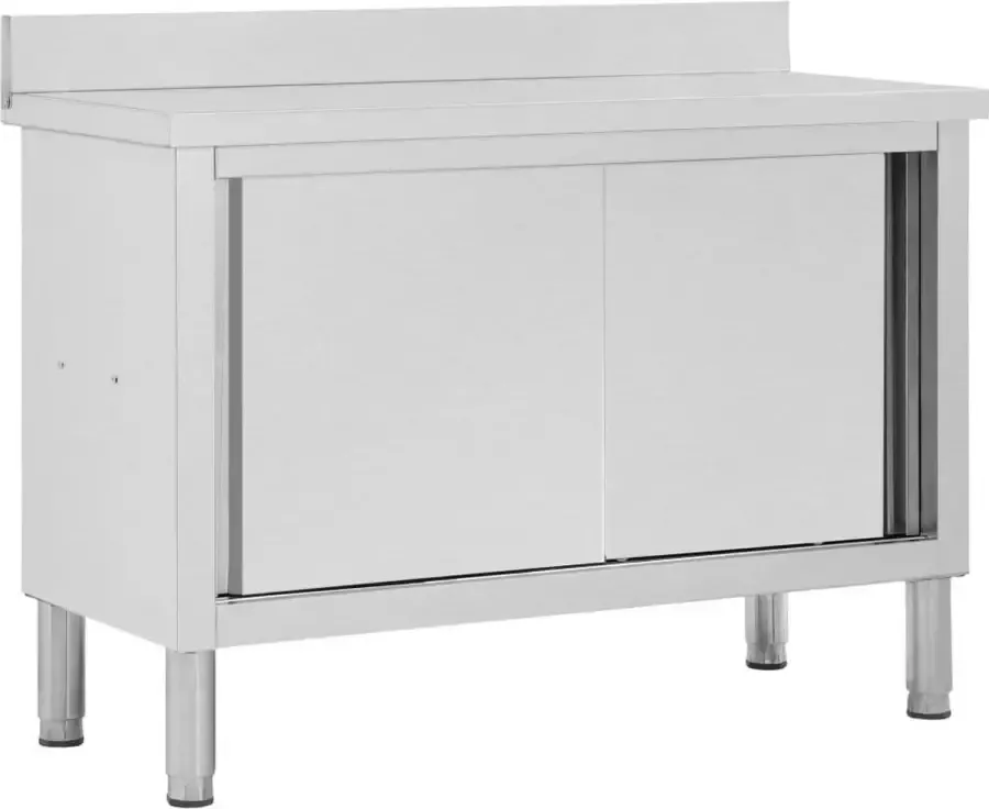 VidaXL Werktafel met schuifdeuren 120x50x(95-97) cm roestvrij staal - Foto 2