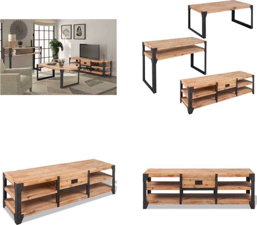 VidaXL Woonkamer meubelset massief acaciahout 3-delig Woonkamer Meubelset Woonkamer Meubelsets Tv-meubel