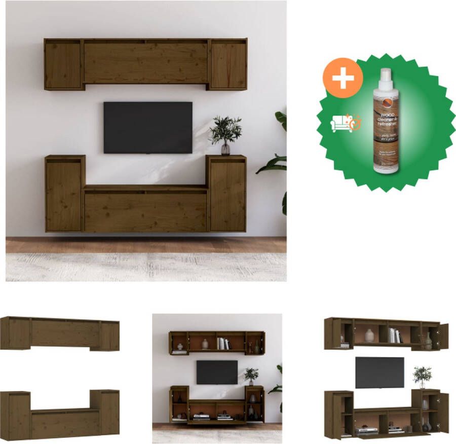 VidaXL Klassieke televisiekasten 45 x 30 x 35 cm 30 x 30 x 100 cm 60 x 30 x 35 cm Honingbruin massief grenenhout Kast Inclusief Houtreiniger en verfrisser